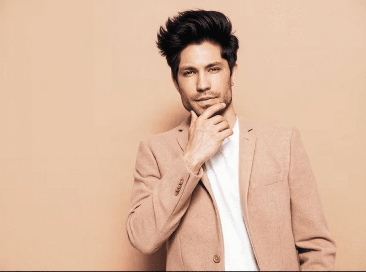 Textured quiff example: piecey matte top styled up and forward